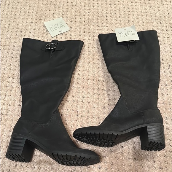 black wide calf dress boots Auggie Wide Calf Boots in Black | Size 5.5E